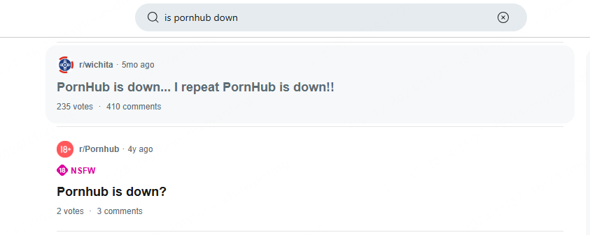 check the pornhub downtime on reddit