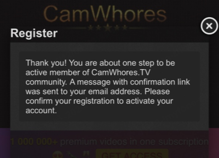 register a camwhores account