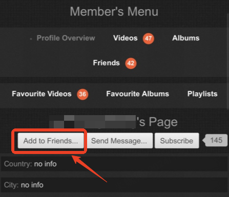 send friend's request to video uploader